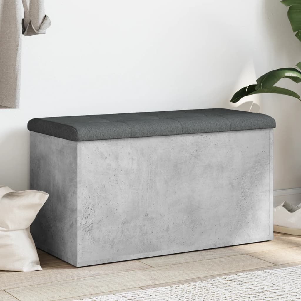 vidaXL Bancă de depozitare, gri beton, 82x42x45 cm, lemn prelucrat vidaXL Bancă de depozitare, gri beton, 82x42x45 cm, lemn prelucrat