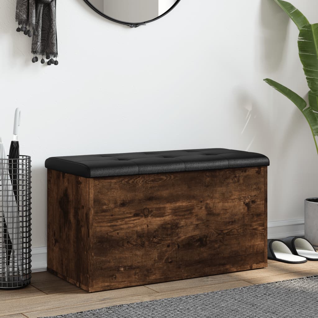 vidaXL Bancă de depozitare, stejar fumuriu, 82x42x45 cm lemn prelucrat vidaXL Bancă de depozitare, stejar fumuriu, 82x42x45 cm lemn prelucrat