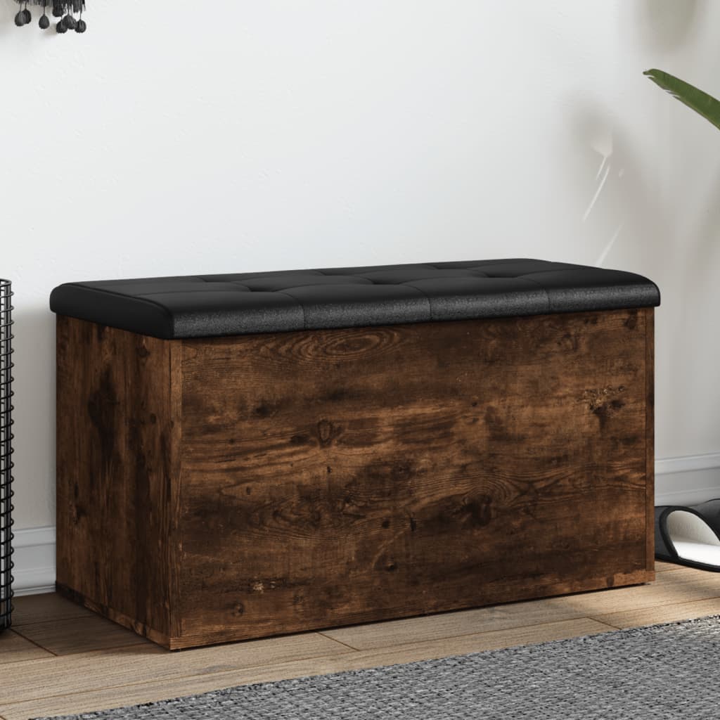 vidaXL Bancă de depozitare, stejar fumuriu, 82x42x45 cm lemn prelucrat vidaXL Bancă de depozitare, stejar fumuriu, 82x42x45 cm lemn prelucrat