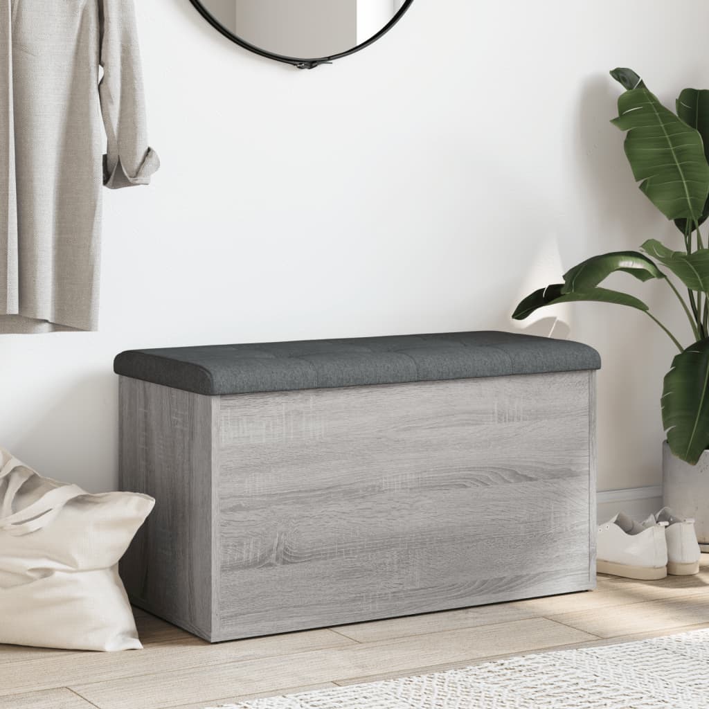 vidaXL Bancă de depozitare, gri sonoma, 82x42x45 cm, lemn prelucrat vidaXL Bancă de depozitare, gri sonoma, 82x42x45 cm, lemn prelucrat