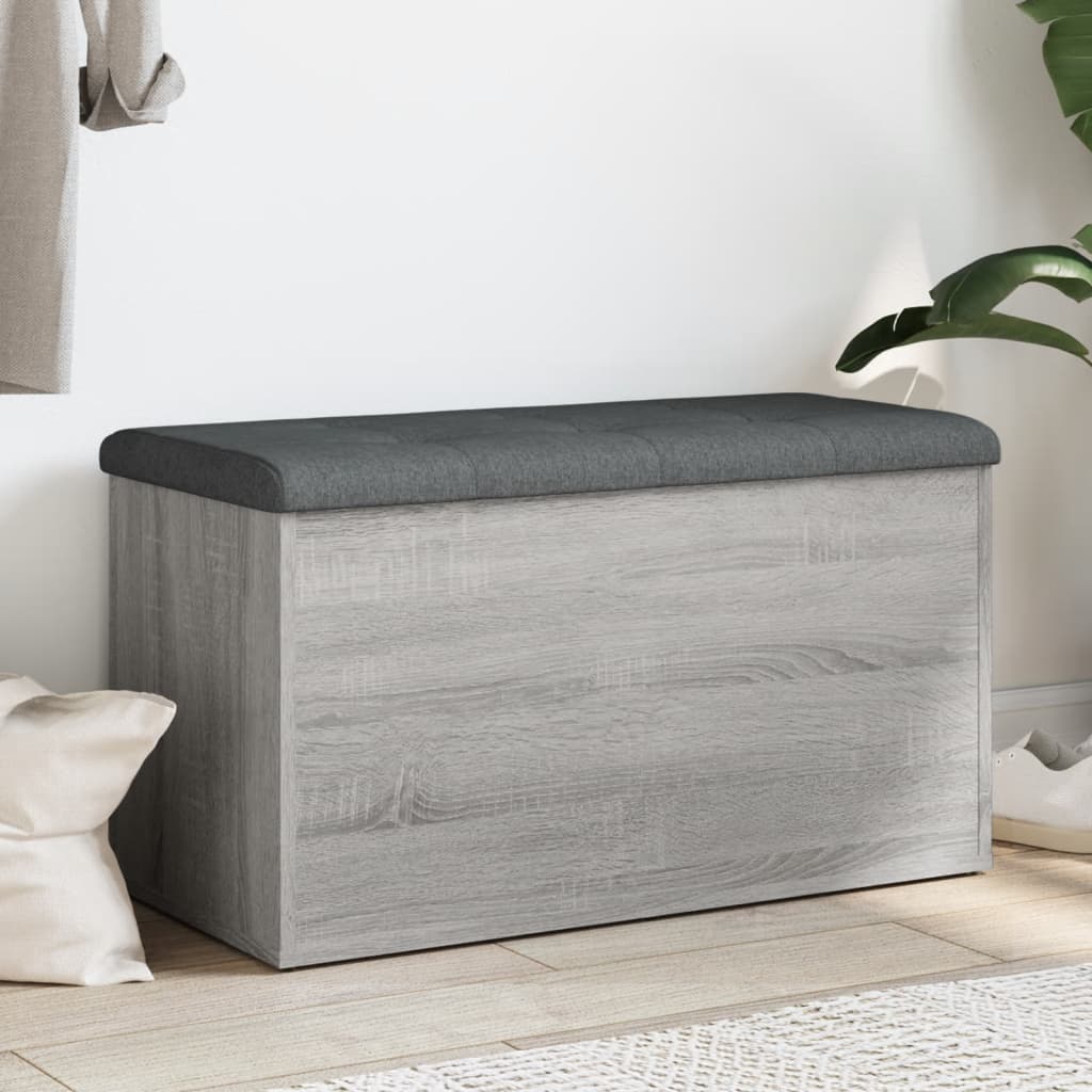 vidaXL Bancă de depozitare, gri sonoma, 82x42x45 cm, lemn prelucrat vidaXL Bancă de depozitare, gri sonoma, 82x42x45 cm, lemn prelucrat