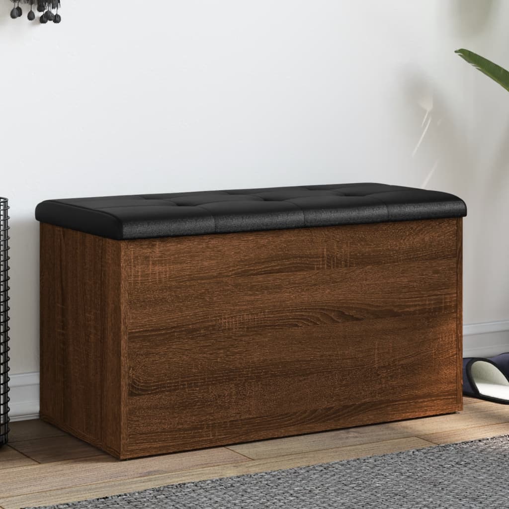 vidaXL Bancă de depozitare, stejar maro, 82x42x45 cm, lemn prelucrat vidaXL Bancă de depozitare, stejar maro, 82x42x45 cm, lemn prelucrat