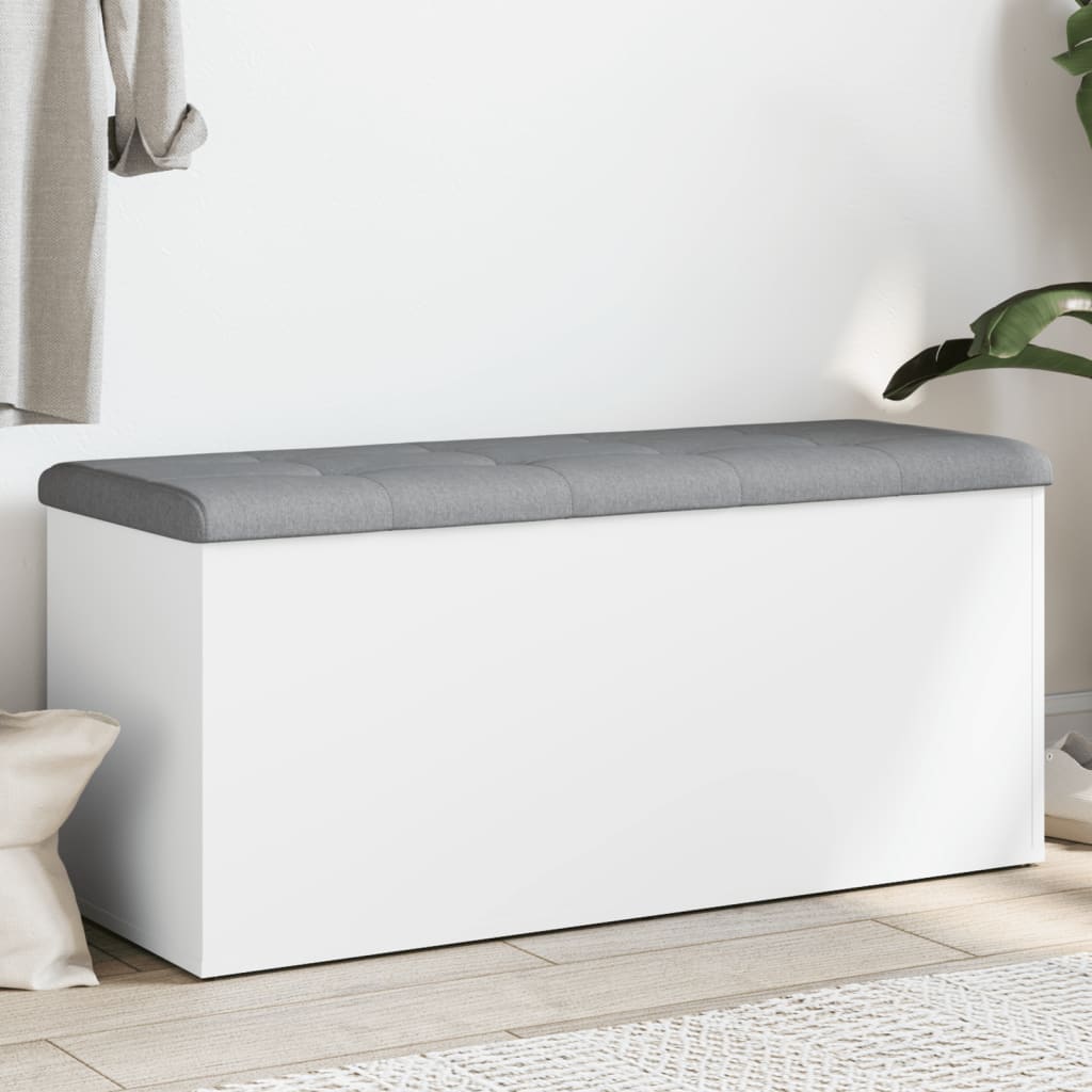 vidaXL Bancă de depozitare, alb , 102x42x45 cm, lemn prelucrat vidaXL Bancă de depozitare, alb , 102x42x45 cm, lemn prelucrat