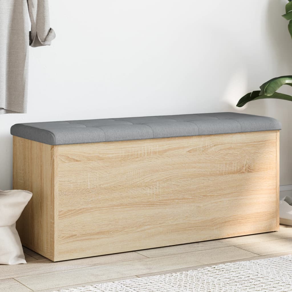 vidaXL Bancă de depozitare stejar sonoma, 102x42x45 cm, lemn prelucrat vidaXL Bancă de depozitare stejar sonoma, 102x42x45 cm, lemn prelucrat