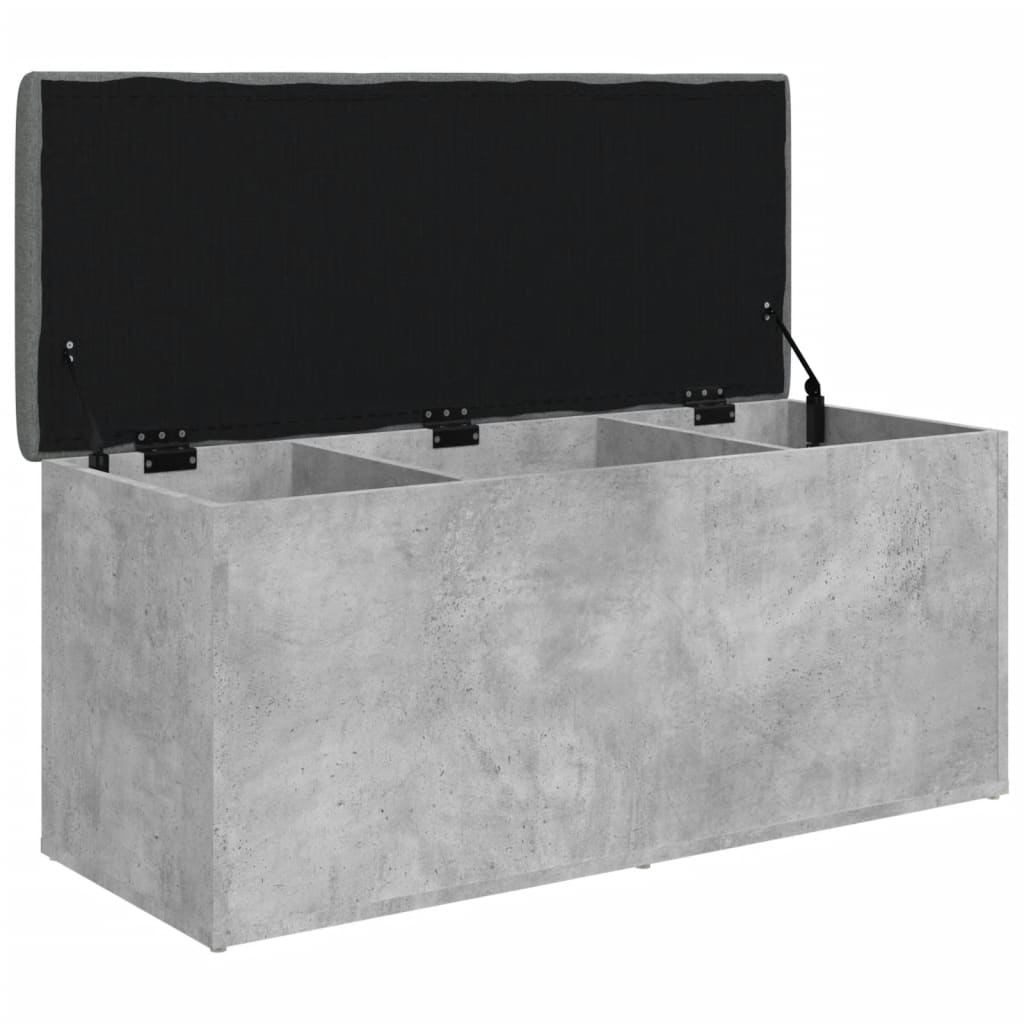 vidaXL Bancă de depozitare, gri beton, 102x42x45 cm, lemn prelucrat vidaXL Bancă de depozitare, gri beton, 102x42x45 cm, lemn prelucrat