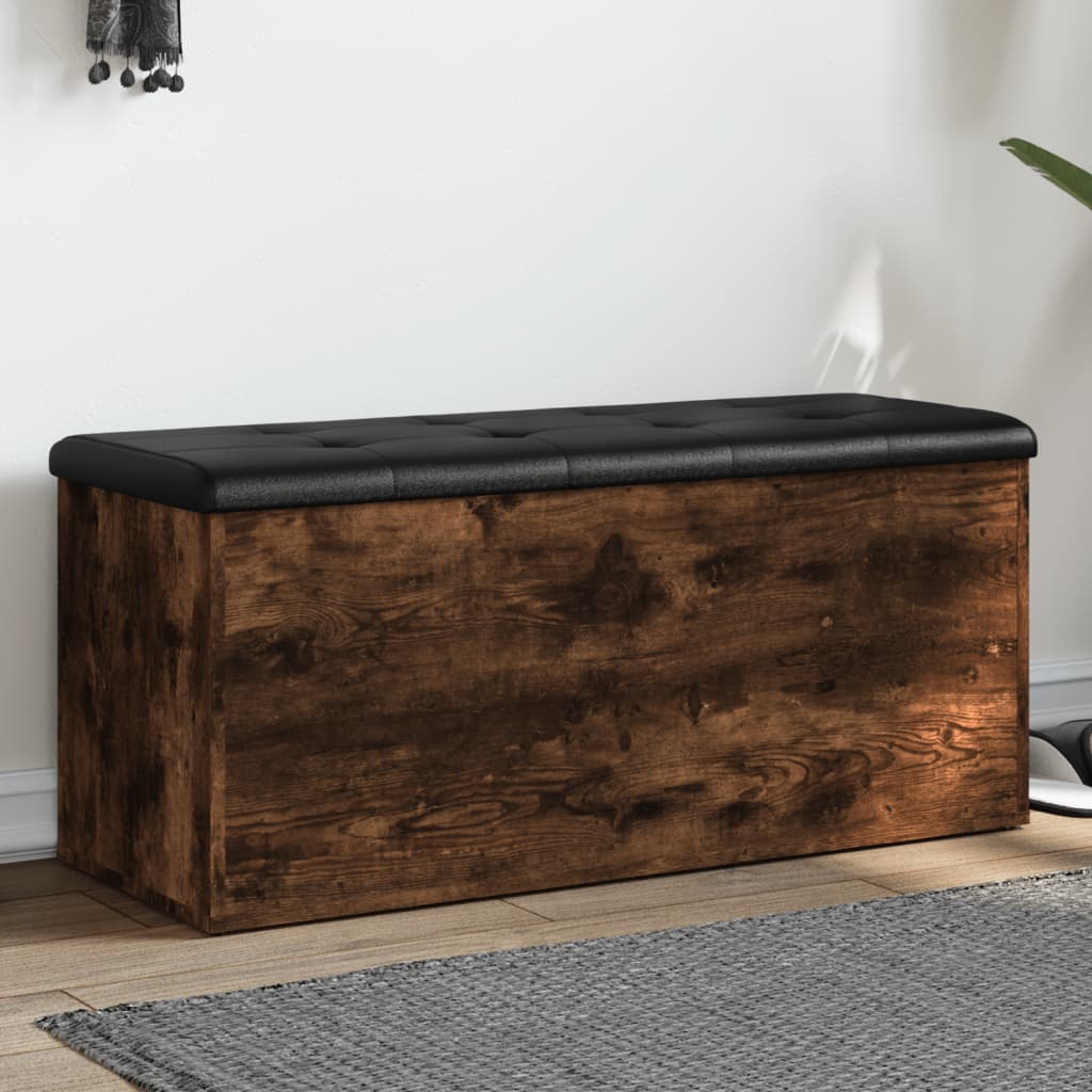 vidaXL Bancă de depozitare, stejar fumuriu, 102x42x45cm lemn prelucrat vidaXL Bancă de depozitare, stejar fumuriu, 102x42x45cm lemn prelucrat
