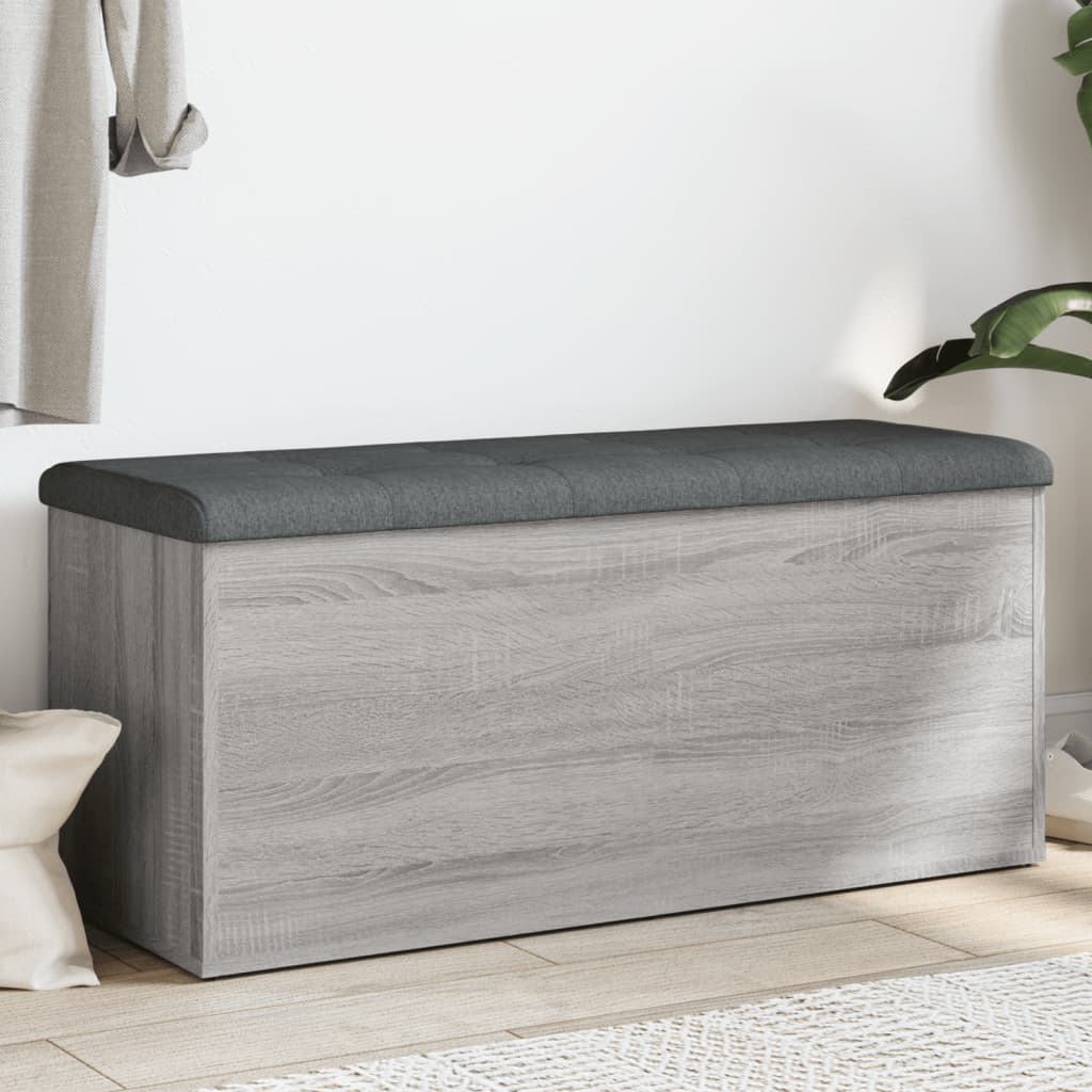 vidaXL Bancă de depozitare, gri sonoma, 102x42x45 cm, lemn prelucrat vidaXL Bancă de depozitare, gri sonoma, 102x42x45 cm, lemn prelucrat