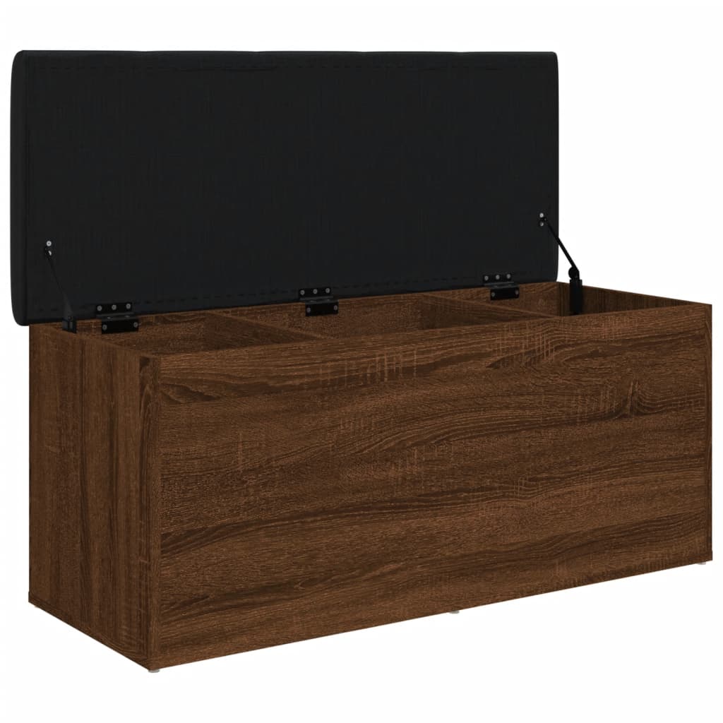 vidaXL Bancă de depozitare, stejar maro, 102x42x45 cm, lemn prelucrat vidaXL Bancă de depozitare, stejar maro, 102x42x45 cm, lemn prelucrat