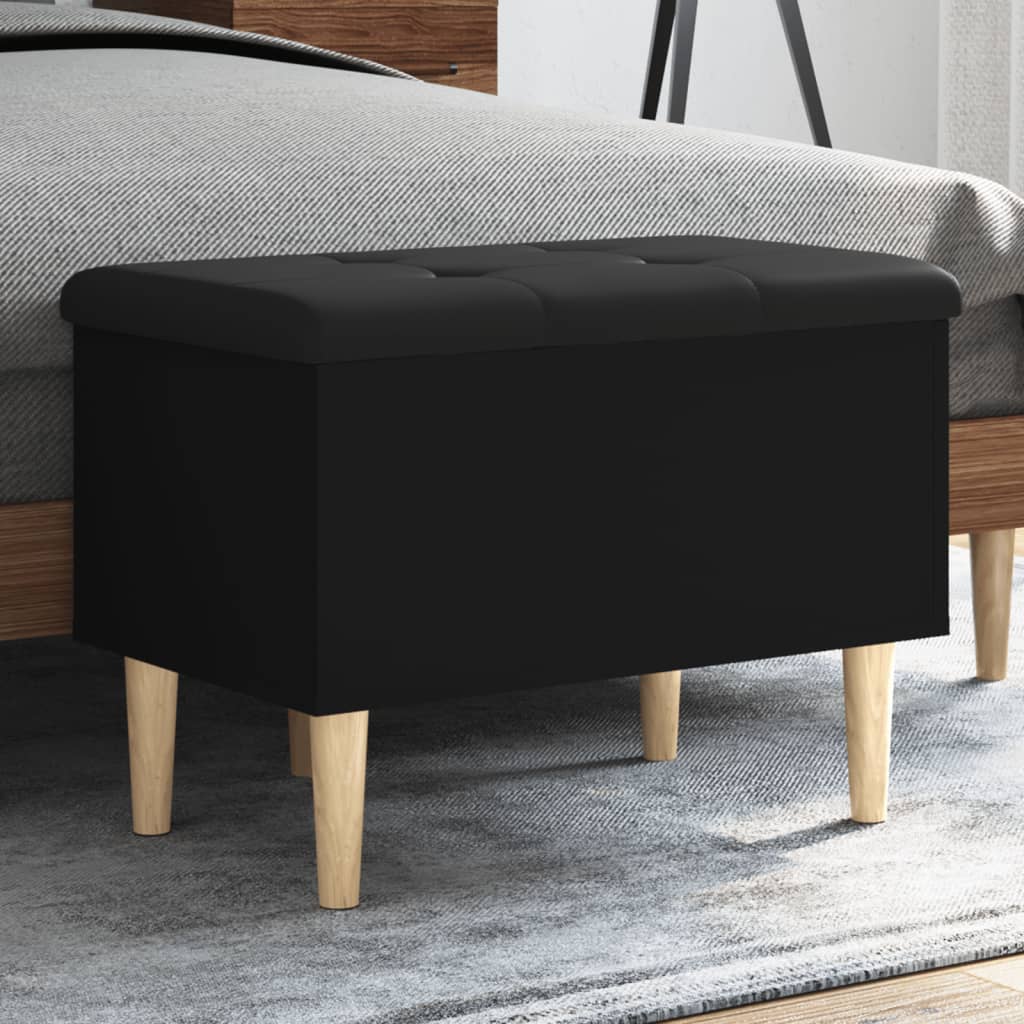 vidaXL Bancă de depozitare, negru, 62x42x46 cm, lemn prelucrat vidaXL Bancă de depozitare, negru, 62x42x46 cm, lemn prelucrat