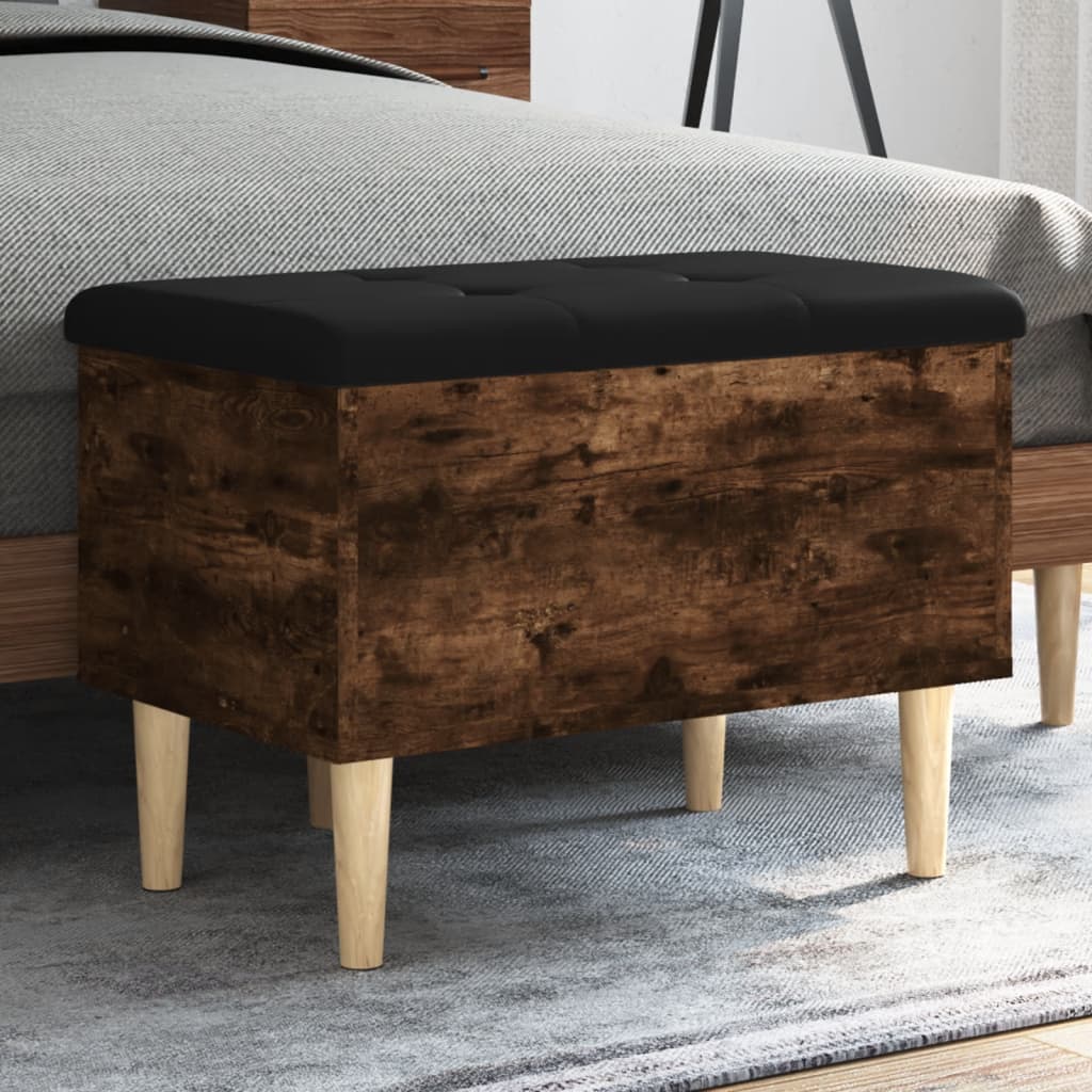 vidaXL Bancă de depozitare, stejar fumuriu, 62x42x46 cm lemn prelucrat vidaXL Bancă de depozitare, stejar fumuriu, 62x42x46 cm lemn prelucrat