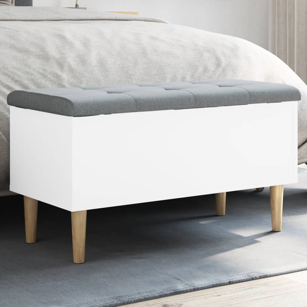 vidaXL Bancă de depozitare, alb, 82x42x46 cm, lemn prelucrat vidaXL Bancă de depozitare, alb, 82x42x46 cm, lemn prelucrat