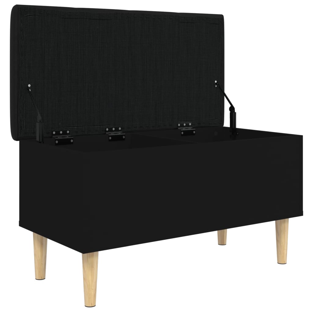 vidaXL Bancă de depozitare, negru, 82x42x46 cm, lemn prelucrat vidaXL Bancă de depozitare, negru, 82x42x46 cm, lemn prelucrat