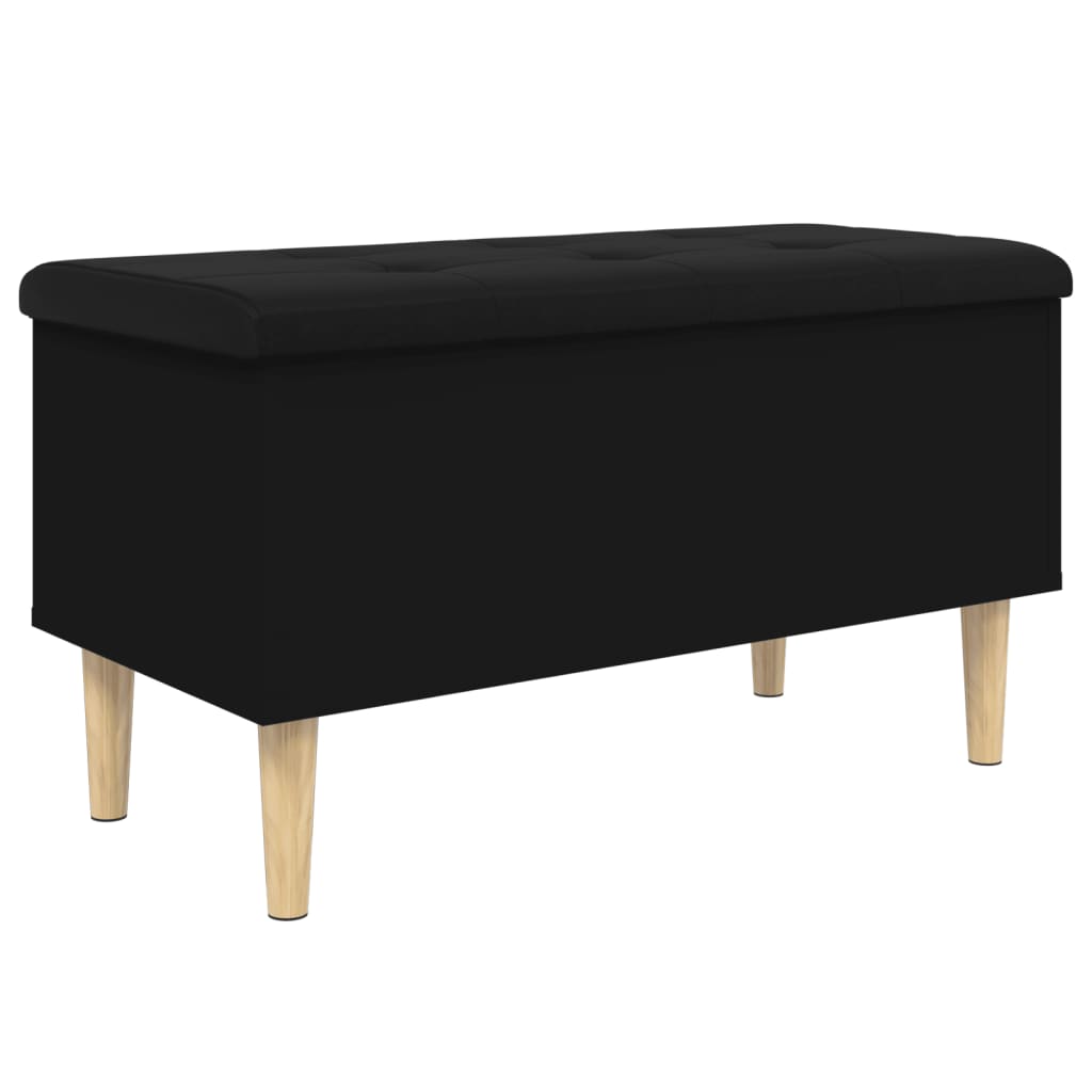 vidaXL Bancă de depozitare, negru, 82x42x46 cm, lemn prelucrat vidaXL Bancă de depozitare, negru, 82x42x46 cm, lemn prelucrat