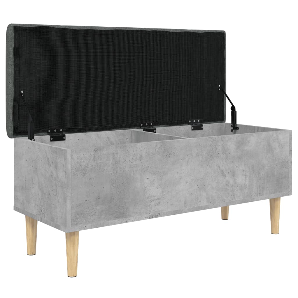 vidaXL Bancă de depozitare, gri beton, 102x42x46 cm, lemn prelucrat vidaXL Bancă de depozitare, gri beton, 102x42x46 cm, lemn prelucrat