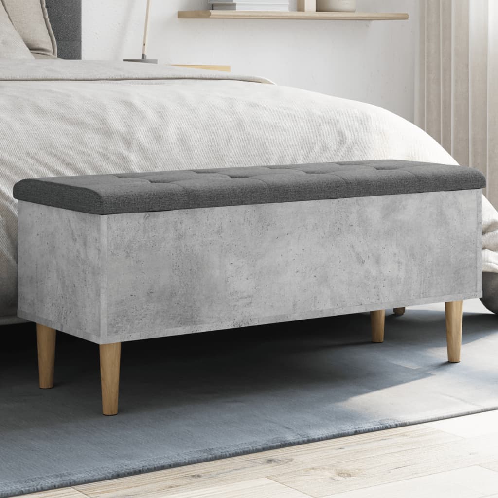 vidaXL Bancă de depozitare, gri beton, 102x42x46 cm, lemn prelucrat vidaXL Bancă de depozitare, gri beton, 102x42x46 cm, lemn prelucrat
