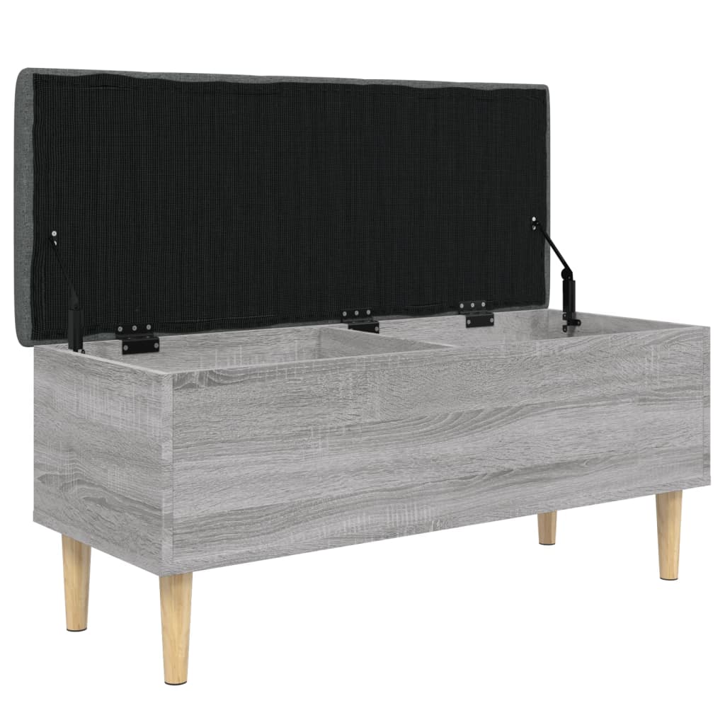 vidaXL Bancă de depozitare, gri sonoma, 102x42x46 cm, lemn prelucrat vidaXL Bancă de depozitare, gri sonoma, 102x42x46 cm, lemn prelucrat