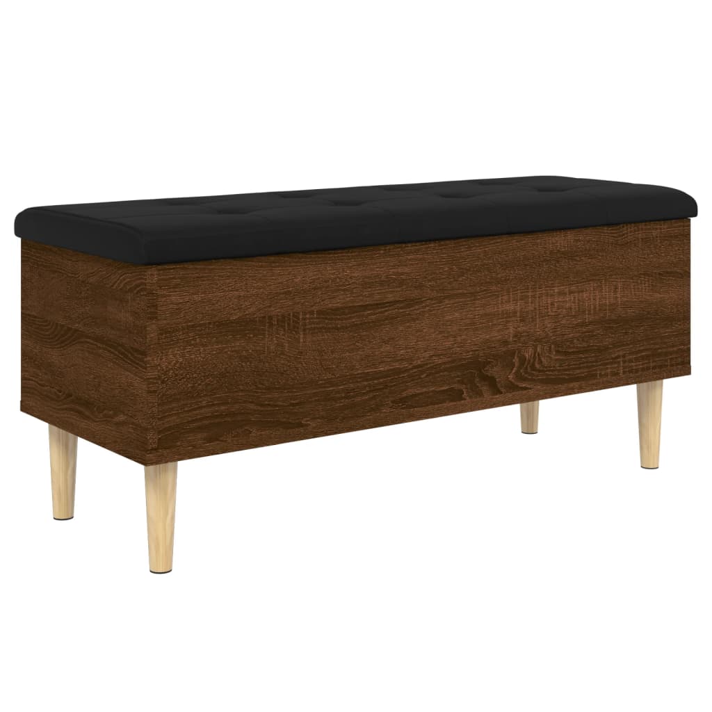 vidaXL Bancă de depozitare, stejar maro, 102x42x46 cm, lemn prelucrat vidaXL Bancă de depozitare, stejar maro, 102x42x46 cm, lemn prelucrat