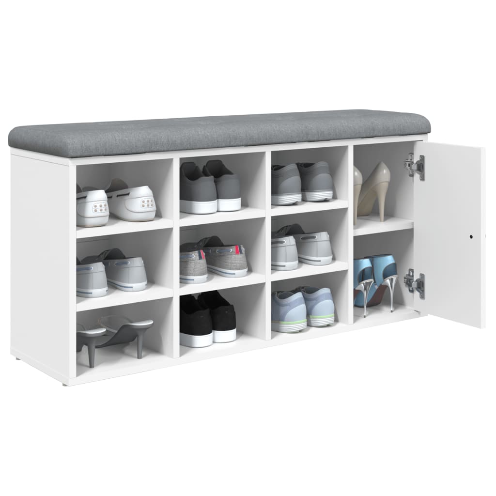 vidaXL Bancă de pantofi, alb, 102x32x50 cm, lemn prelucrat vidaXL Bancă de pantofi, alb, 102x32x50 cm, lemn prelucrat