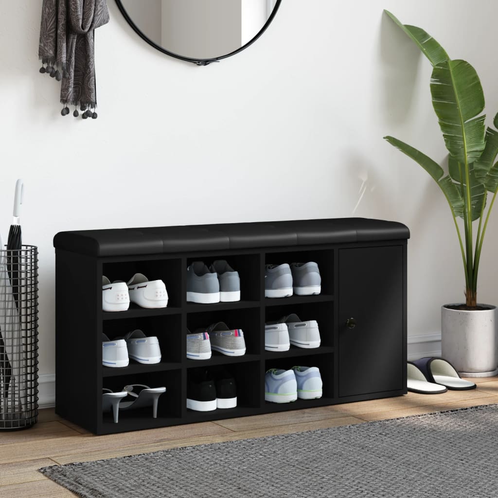 vidaXL Bancă de pantofi, negru, 102x32x50 cm, lemn prelucrat vidaXL Bancă de pantofi, negru, 102x32x50 cm, lemn prelucrat