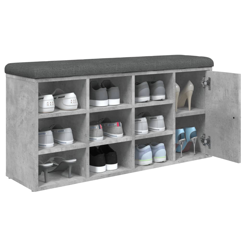 vidaXL Bancă de pantofi, gri beton, 102x32x50 cm, lemn prelucrat vidaXL Bancă de pantofi, gri beton, 102x32x50 cm, lemn prelucrat