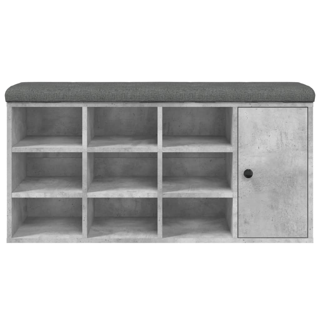 vidaXL Bancă de pantofi, gri beton, 102x32x50 cm, lemn prelucrat vidaXL Bancă de pantofi, gri beton, 102x32x50 cm, lemn prelucrat