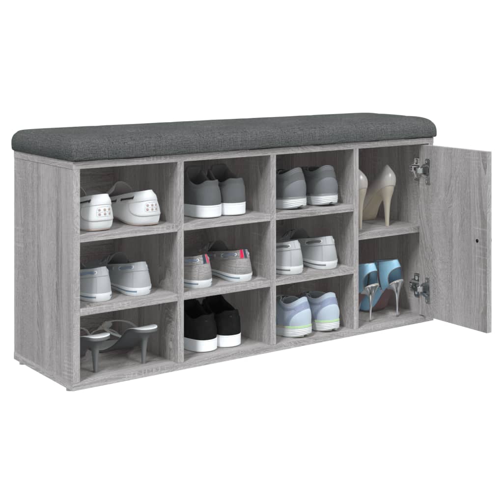 vidaXL Bancă de pantofi, gri sonoma, 102x32x50 cm, lemn prelucrat vidaXL Bancă de pantofi, gri sonoma, 102x32x50 cm, lemn prelucrat