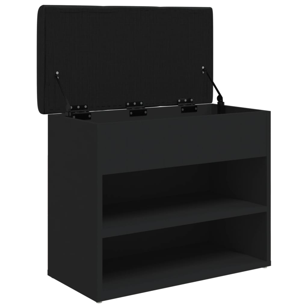 vidaXL Bancă de pantofi, negru, 62x32x50 cm, lemn prelucrat