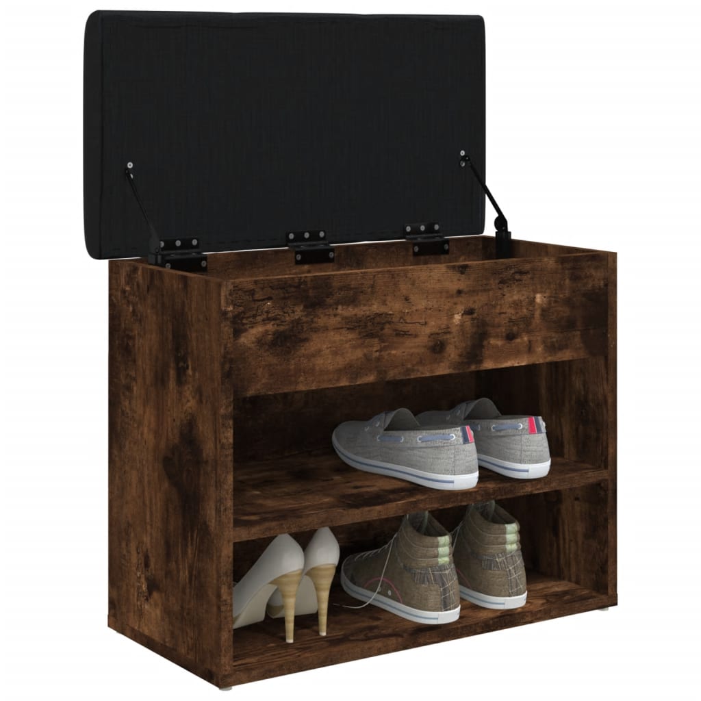 vidaXL Bancă de pantofi, stejar fumuriu, 62x32x50 cm, lemn prelucrat