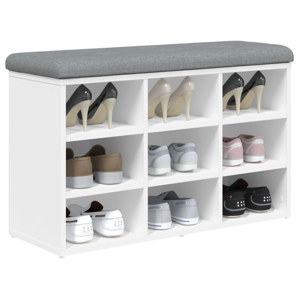vidaXL Bancă de pantofi, alb, 82x32x50 cm, lemn prelucrat vidaXL Bancă de pantofi, alb, 82x32x50 cm, lemn prelucrat