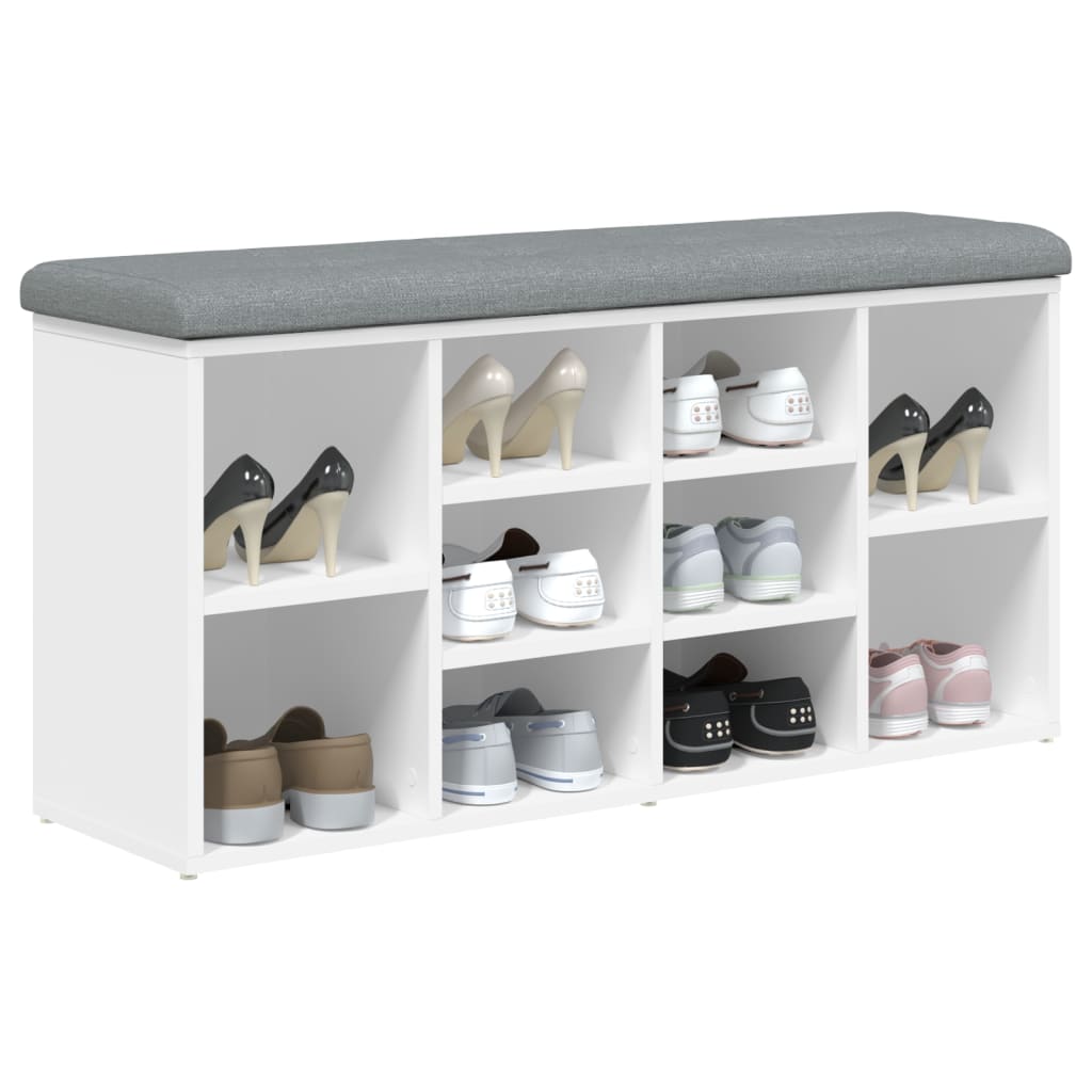 vidaXL Bancă de pantofi, alb, 102x32x50 cm, lemn prelucrat