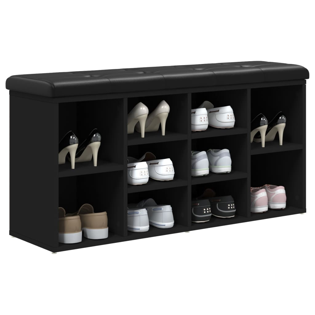 vidaXL Bancă de pantofi, negru, 102x32x50 cm, lemn prelucrat