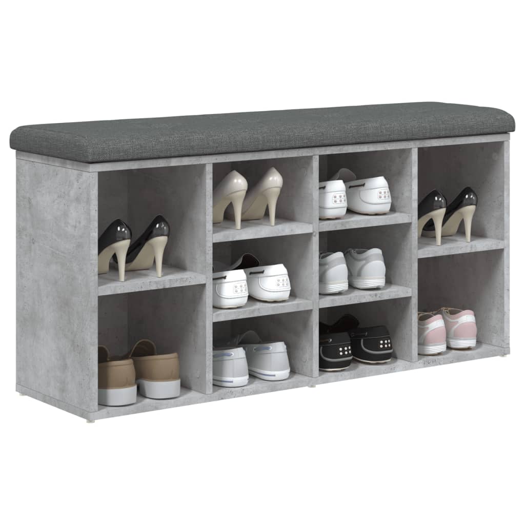 vidaXL Bancă de pantofi, gri beton, 102x32x50 cm, lemn prelucrat vidaXL Bancă de pantofi, gri beton, 102x32x50 cm, lemn prelucrat