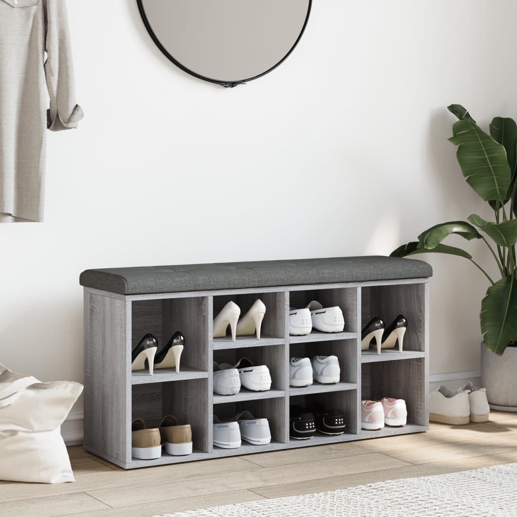 vidaXL Bancă de pantofi, gri sonoma, 102x32x50 cm, lemn prelucrat vidaXL Bancă de pantofi, gri sonoma, 102x32x50 cm, lemn prelucrat