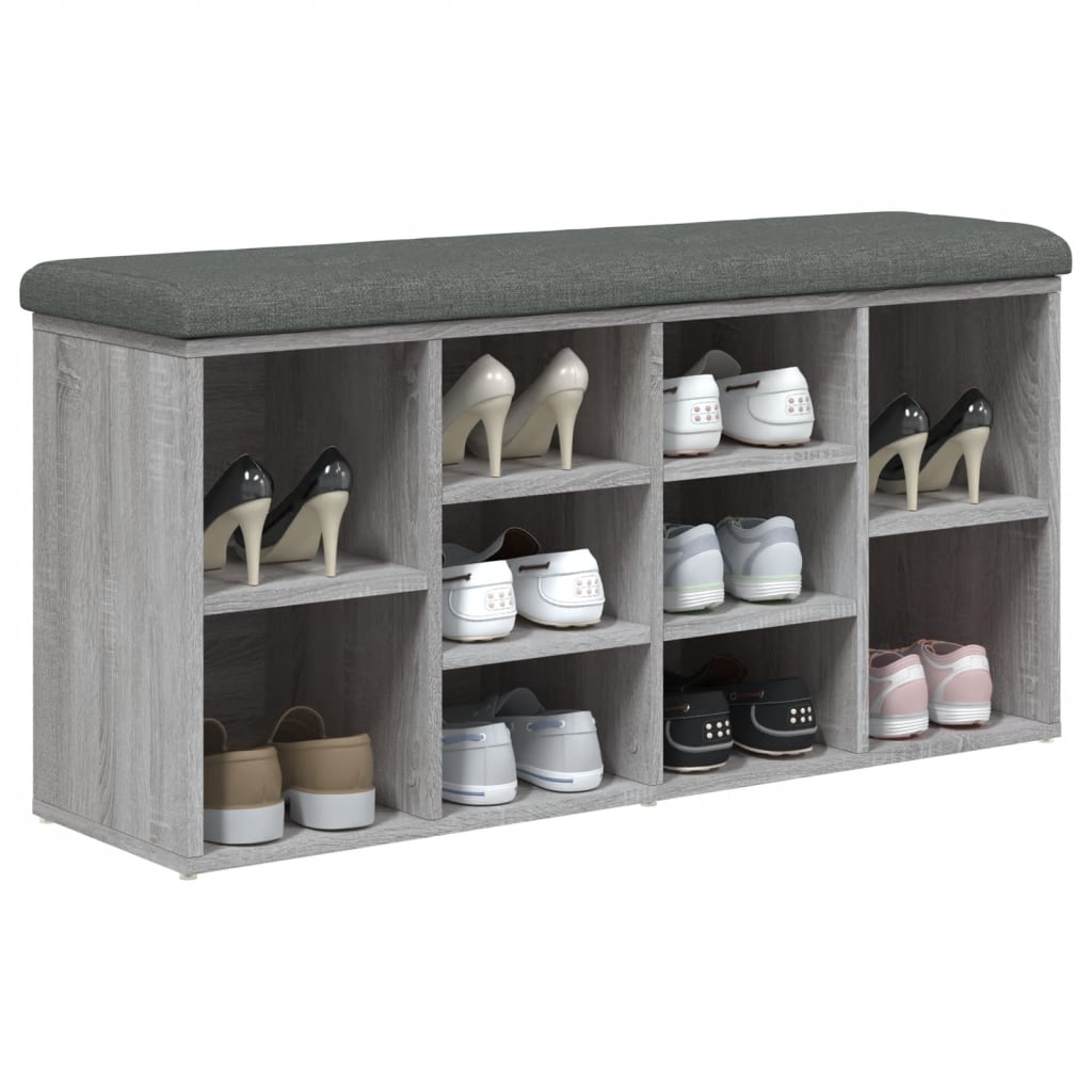 vidaXL Bancă de pantofi, gri sonoma, 102x32x50 cm, lemn prelucrat vidaXL Bancă de pantofi, gri sonoma, 102x32x50 cm, lemn prelucrat