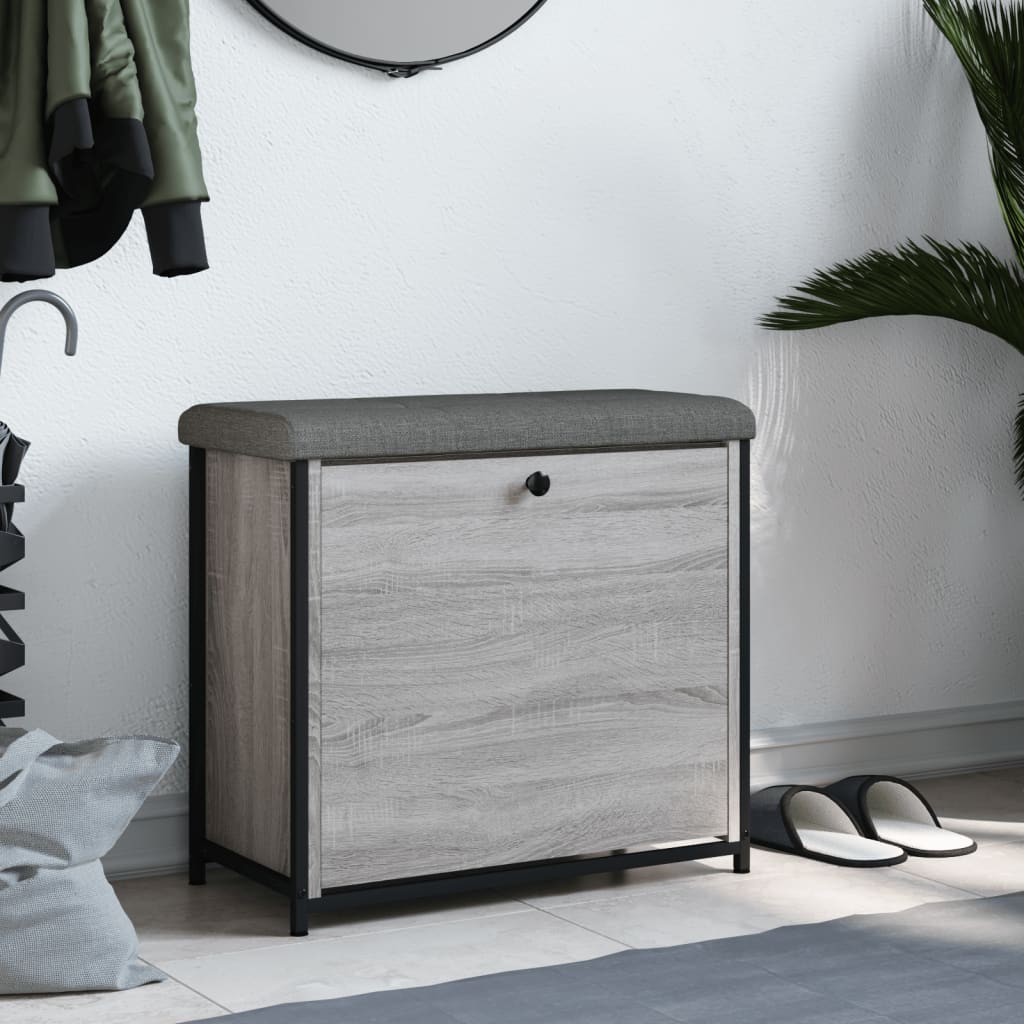 vidaXL Bancă de pantofi cu sertar rabatabil, gri sonoma, 62x32x56 cm