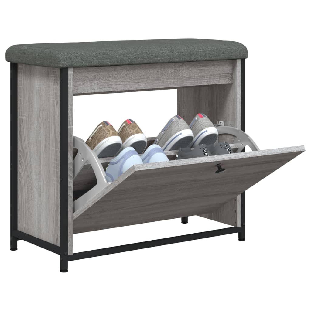 vidaXL Bancă de pantofi cu sertar rabatabil, gri sonoma, 62x32x56 cm