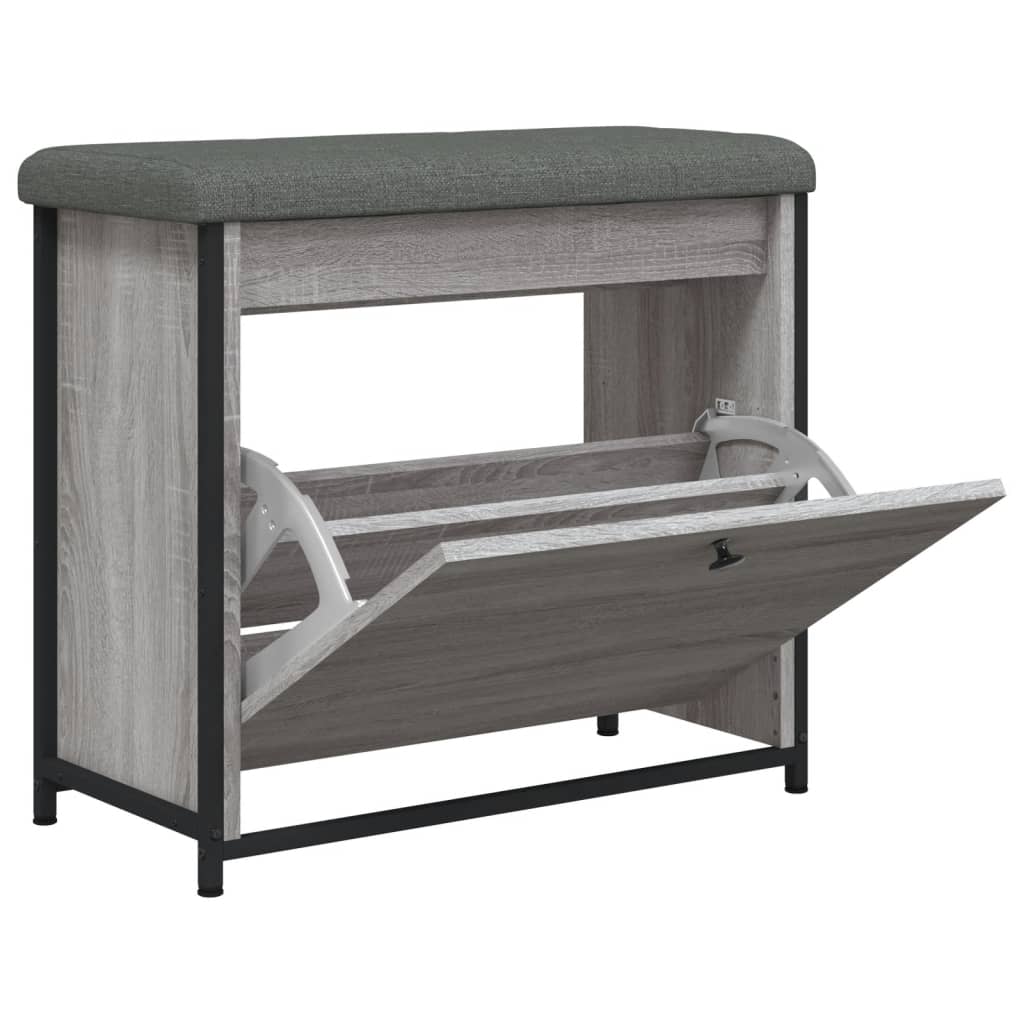 vidaXL Bancă de pantofi cu sertar rabatabil, gri sonoma, 62x32x56 cm