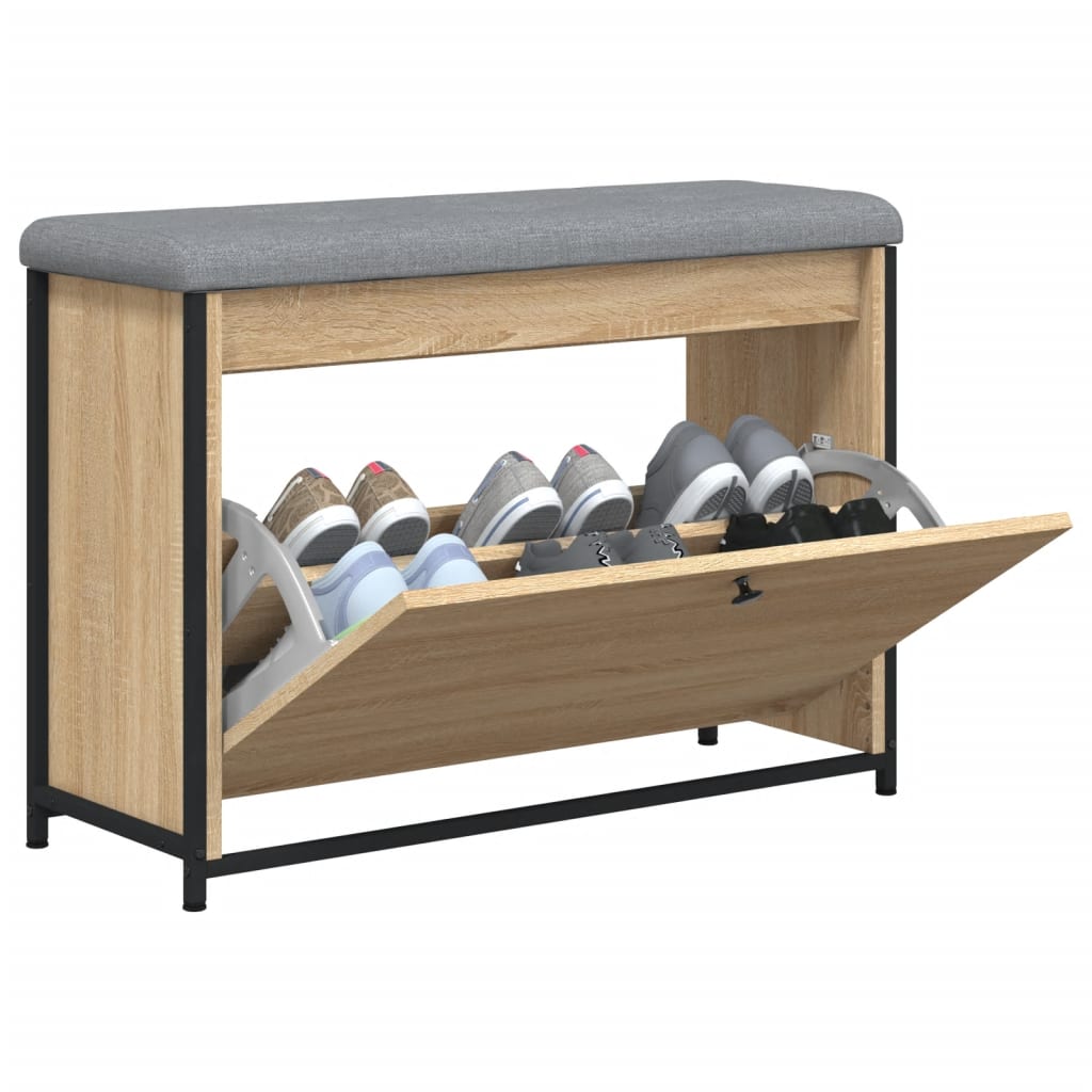 vidaXL Bancă pantofi cu sertar rabatabil, stejar sonoma, 82x32x56 cm
