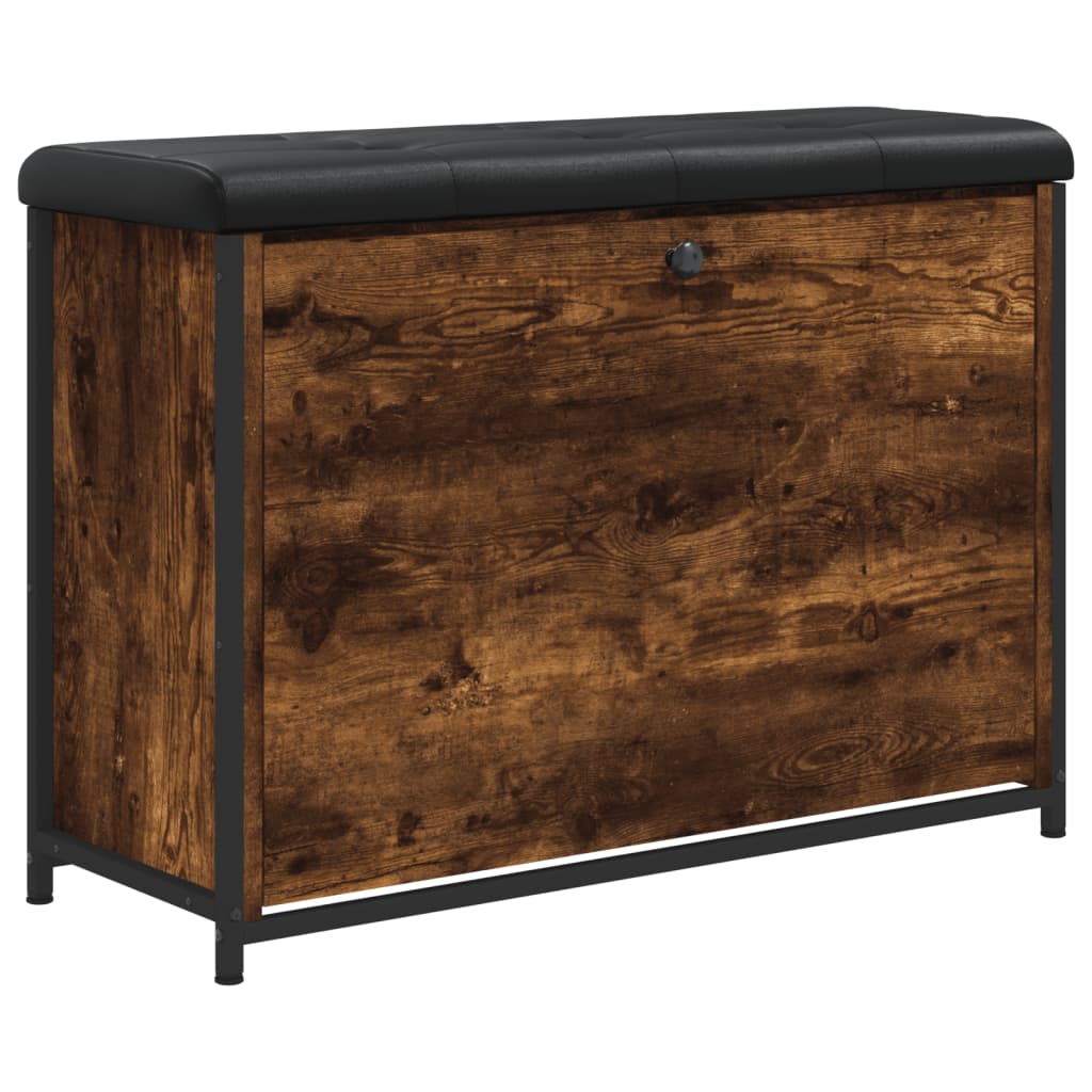 vidaXL Bancă pantofi cu sertar rabatabil, stejar fumuriu, 82x32x56 cm