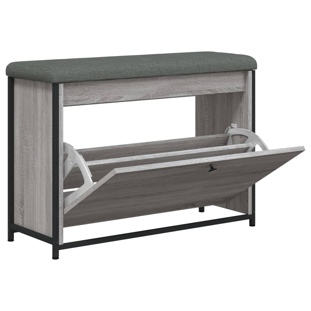 vidaXL Bancă de pantofi cu sertar rabatabil, gri sonoma, 82x32x56 cm vidaXL Bancă de pantofi cu sertar rabatabil, gri sonoma, 82x32x56 cm