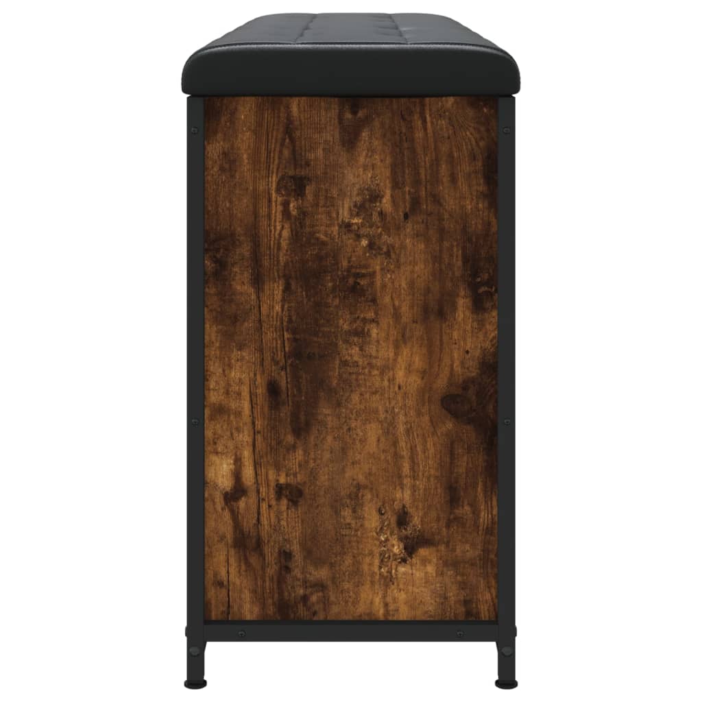 vidaXL Bancă pantofi cu sertar rabatabil, stejar fumuriu, 102x32x56 cm
