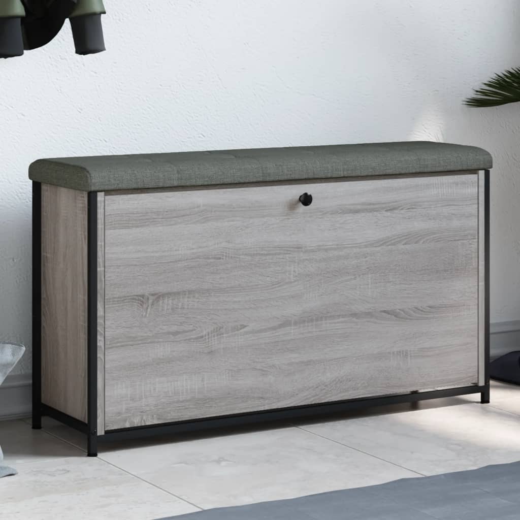 vidaXL Bancă de pantofi cu sertar rabatabil, gri sonoma, 102x32x56 cm vidaXL Bancă de pantofi cu sertar rabatabil, gri sonoma, 102x32x56 cm