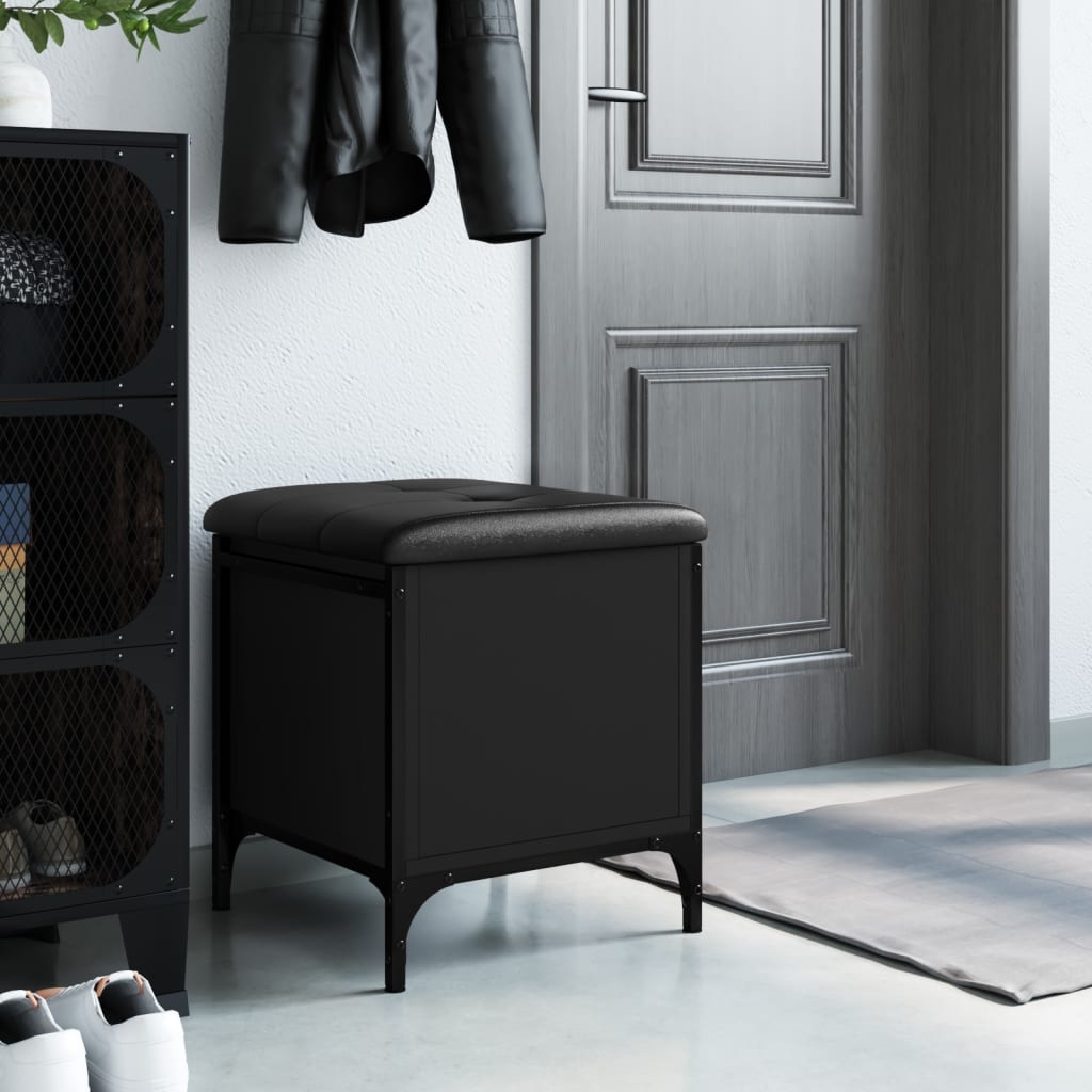 vidaXL Bancă de pantofi, negru, 42x42x45 cm, lemn prelucrat vidaXL Bancă de pantofi, negru, 42x42x45 cm, lemn prelucrat