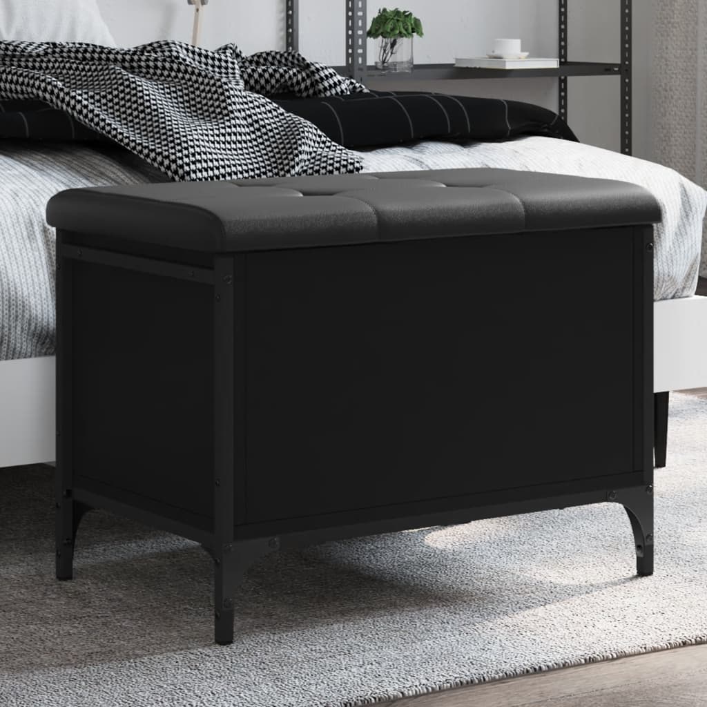 vidaXL Bancă de depozitare, negru, 62x42x45 cm, lemn prelucrat vidaXL Bancă de depozitare, negru, 62x42x45 cm, lemn prelucrat