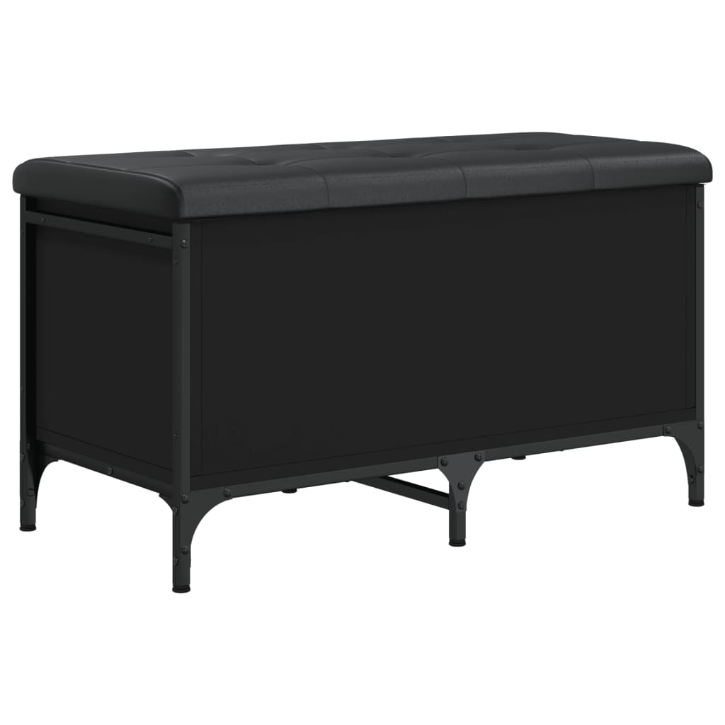 vidaXL Bancă de depozitare, negru, 82x42x45 cm, lemn prelucrat vidaXL Bancă de depozitare, negru, 82x42x45 cm, lemn prelucrat