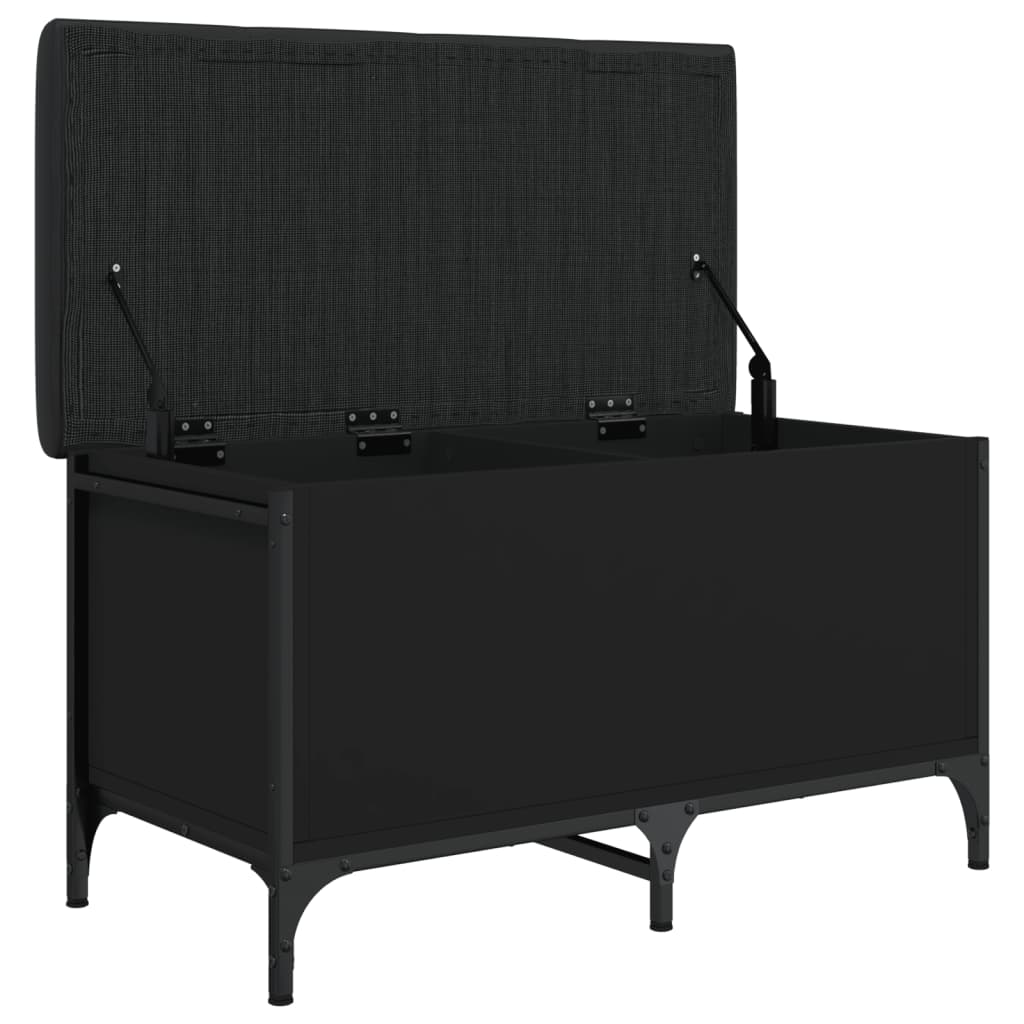 vidaXL Bancă de depozitare, negru, 82x42x45 cm, lemn prelucrat vidaXL Bancă de depozitare, negru, 82x42x45 cm, lemn prelucrat