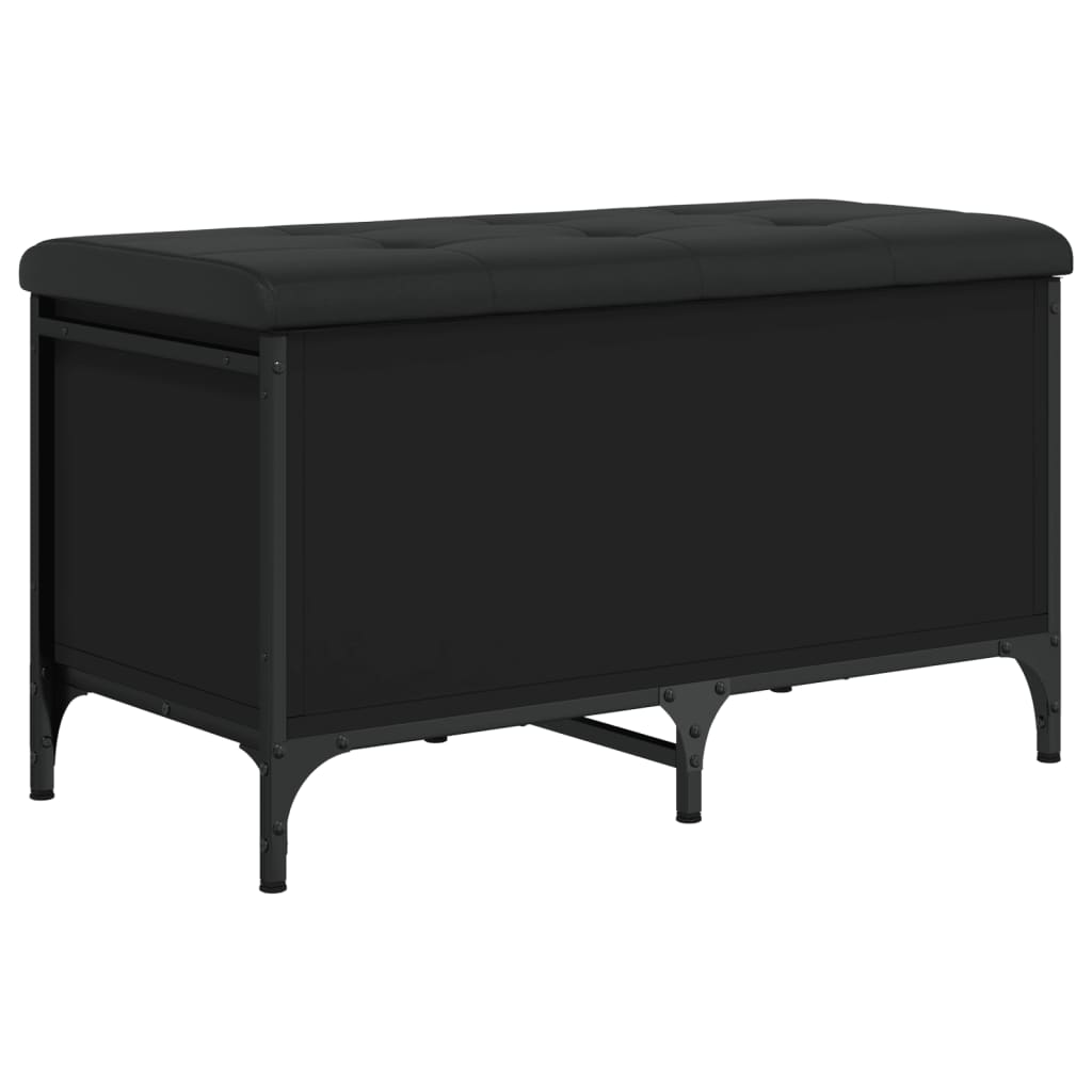 vidaXL Bancă de depozitare, negru, 82x42x45 cm, lemn prelucrat vidaXL Bancă de depozitare, negru, 82x42x45 cm, lemn prelucrat