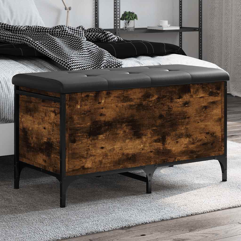 vidaXL Bancă de depozitare, stejar fumuriu, 82x42x45 cm lemn prelucrat vidaXL Bancă de depozitare, stejar fumuriu, 82x42x45 cm lemn prelucrat