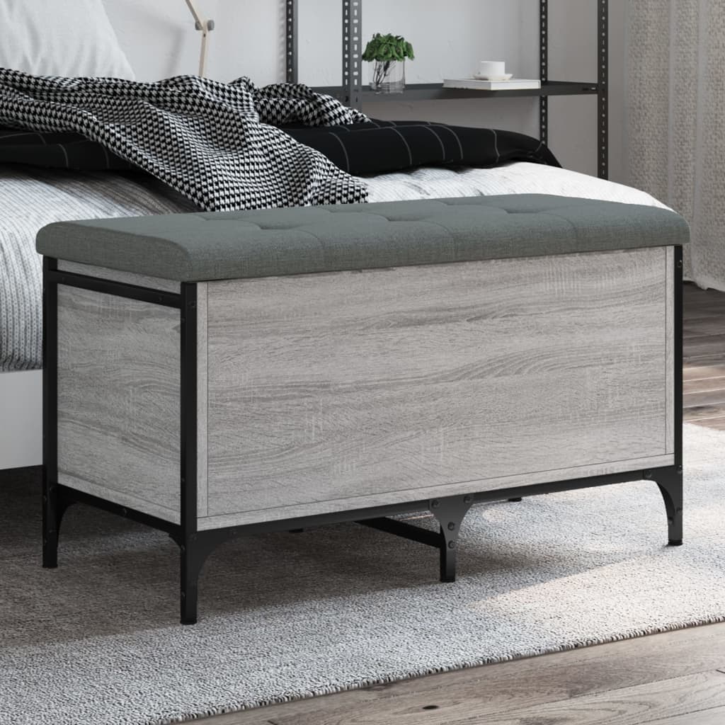 vidaXL Bancă de depozitare, gri sonoma, 82x42x45 cm, lemn prelucrat vidaXL Bancă de depozitare, gri sonoma, 82x42x45 cm, lemn prelucrat