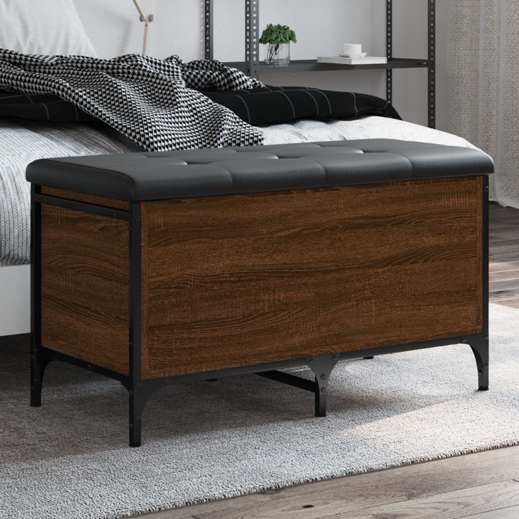 vidaXL Bancă de depozitare, stejar maro, 82x42x45 cm, lemn prelucrat vidaXL Bancă de depozitare, stejar maro, 82x42x45 cm, lemn prelucrat